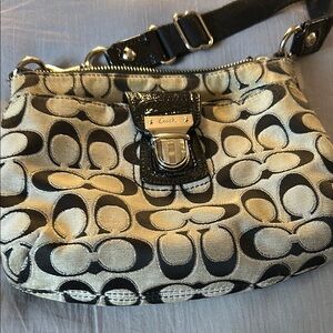 Coach Black and Gray Clutch with Signature Monogram